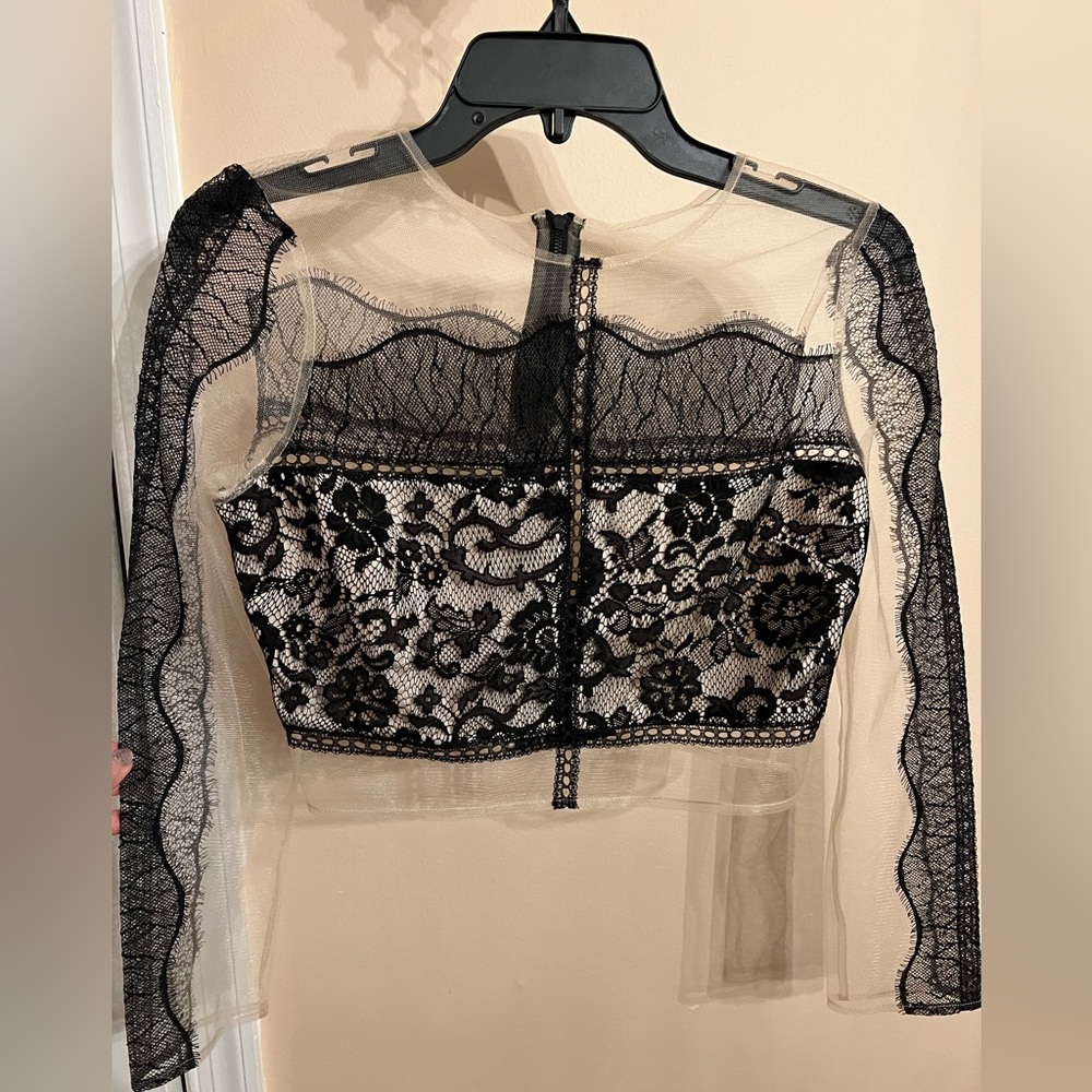 Kendall and Kylie crop sheer lace beautiful top